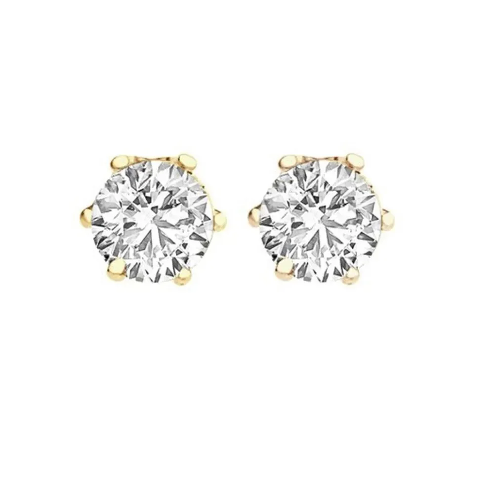 Swarovski Crystal 1 or 2 Carat Diamond stud earrings silver